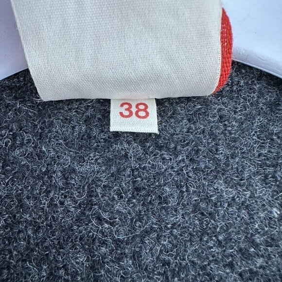 Elegance Seiler Cardigan Boiled Wool Button Front Sz 38 Gray Green trim Pockets - Picture 13 of 13